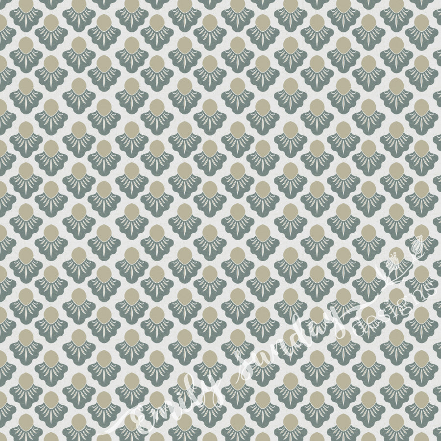 Small Scale Art Deco Flower Texture White peel and stick wallpaper pattern swatch